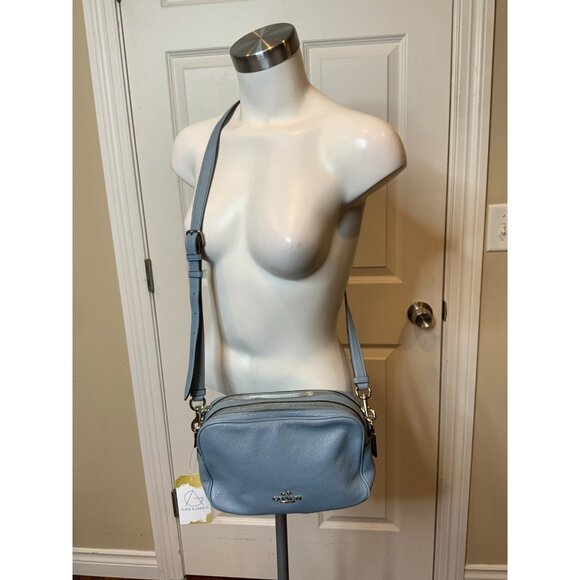 Coach Light Blue Refined Pebbled Isla Chain Crossbody - Picture 2 of 9